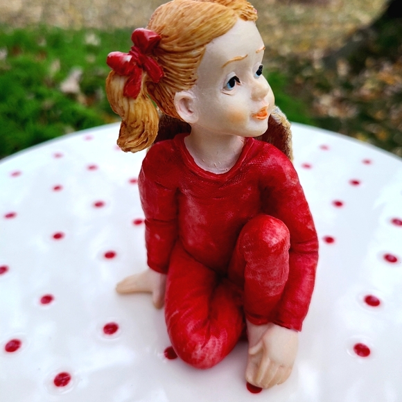 S. Lordi Susan Lordi Ceramic Red Pajama Pigtail Girl Angel Figurine 4" - Picture 8 of 11
